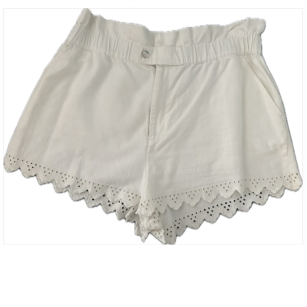 Anthropologie High Waist White Lace Trim Shorts